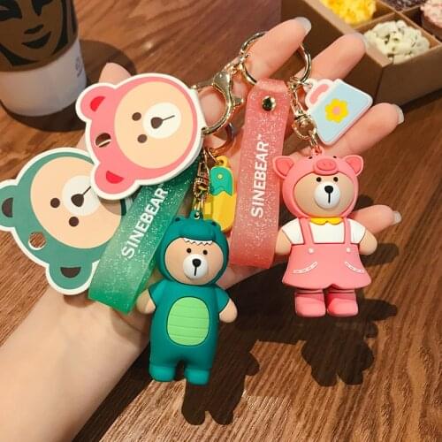 Cartoon Funny Trend Little Dinasour Bear Key Chain Creative Car Bag Pendant Gift Keychain for Girls Cute Keyring Accessories