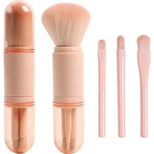 4 In 1 Travel Portable Makeup Brushes Set Eyeshadow Loose Powder Blush Cosmetic Brush Face Make Up Brushes Beauty Tools Kit