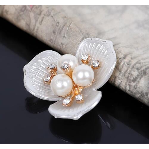 2016New 50Pcs Shell Flower core Rose Rhinestone Buttons for Wedding Decoration and DIY hair accessies ZJ146