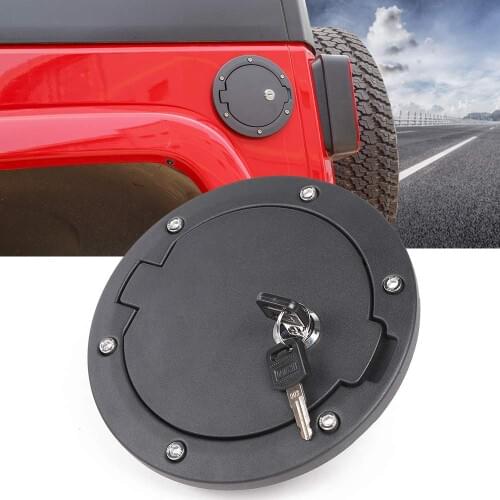 Offroad Car Auto Gas Cap Fuel Tank Door Cover for JEEP Wrangler JK Unlimited 2007-2017 2-door and 4-door with Keys
