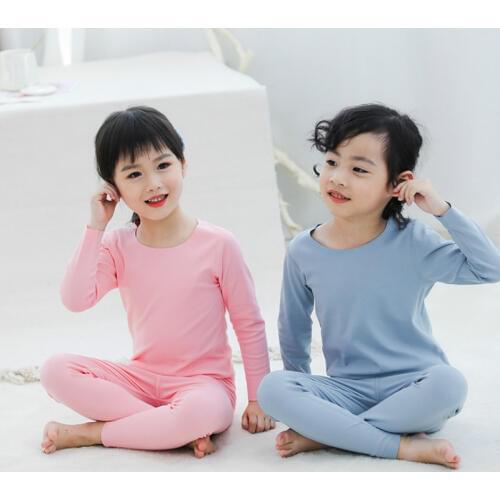 Autumn Childrens Pajamas Girls Solid Color Pajamas Infantil Baby Clothing Sets Cotton Kids Pyjamas Sleepwear Suit Boys Pijamas