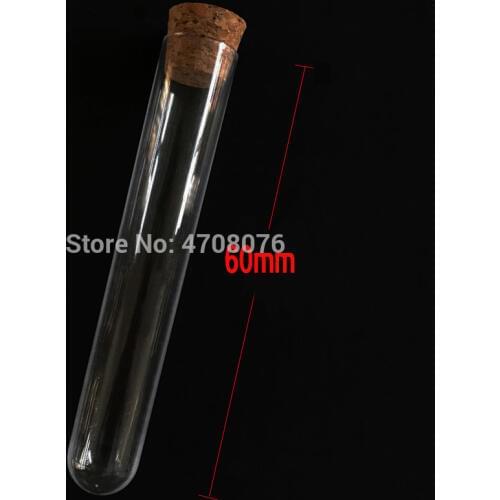 12x60mm 50pcs/lot Plastic test tube with cork stopper PS material labware for scientific experiment clear lab tube round bottom