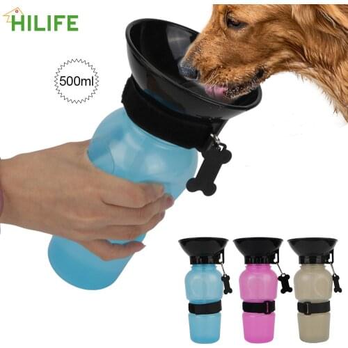For Pet Cat Puppy Travel Outdoor Water Jug Cup Dispenser Dog Pet Drinking Bottle Squeeze Type Feed Bowl Drinking 500ml Portable