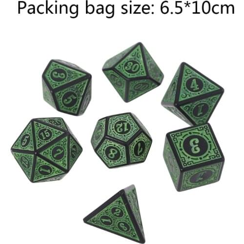 7 Pcs/Set Resin Dice Multi-faceted Various Shapes Sculpture Digital Dice with Box for Club/Party/Family Game Accessories