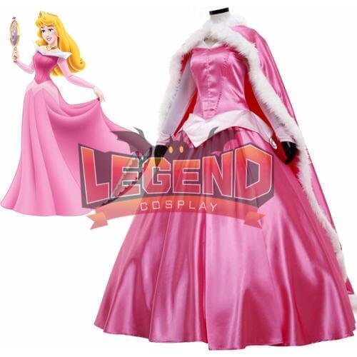 Aurora pink Dress ball gown Adult with cape custom made cosplay costume