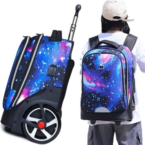 Trolley backpacks bags for teenagers School Wheeled backpack for girls USB Charging Port backpack On wheels luggage Rolling Bags