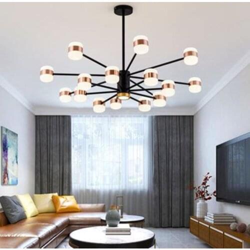 Modern nordic chandeliers lighting 6-16 heads creatvie black rose gold led ceiling hanging lamp for living dining room bedroom