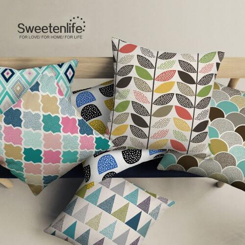 Sweetenlife Cushions Home Decor Nordic Colorful Geometry pattern Throw Cushion Pillow Cover Customized Decorative Pillowcases
