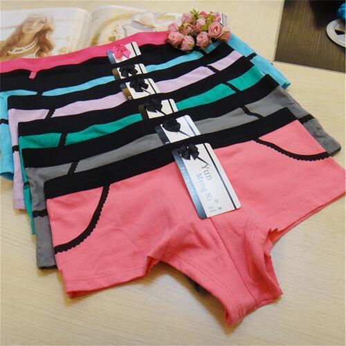 3 Pcs/lot Sexy Womens Panties Boxer Cotton Underpants Female Underwear Plus Size Ladies Shorts Kawaii Print Girls Boyshort