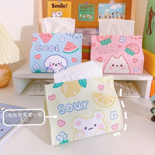 W&G cartoon ins paper towel pumping cute animal PU waterproof storage box dormitory with paper towel finishing storage box