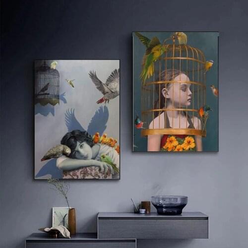 Famous Paintings Spoof Creative Portrait Canvas Painting Pictures Wall Canvas Art Prints and Posters for Living Room Home Decor