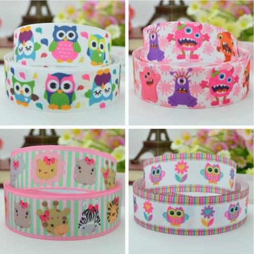 10 Yards 22mm 7/8" OWL cute Animal Printed grosgrain ribbon hair bow Headwear DIY hair accessories retail B0929