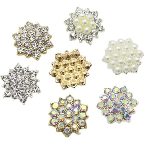 Hot Sale 10Pcs/lot 18mm Alloy Decoration metal rhinestones diamond button diy girl hair accessory Wedding Invitation Mix