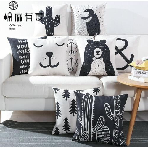 18'' Simple Cotton Linen Pillow Case Cushion Casewaist Cover Home MY1305