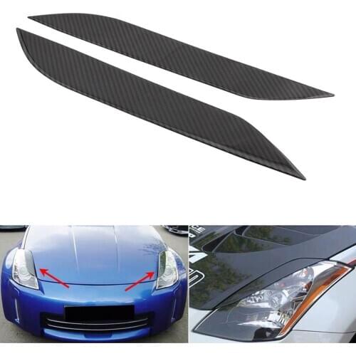 2 Pcs Car Front Bumper Fins Exterior Lip Splitter Carbon Fiber Eyebrow Spoiler Canards Plate Sticker For Nissan 350Z Z33 2003-08