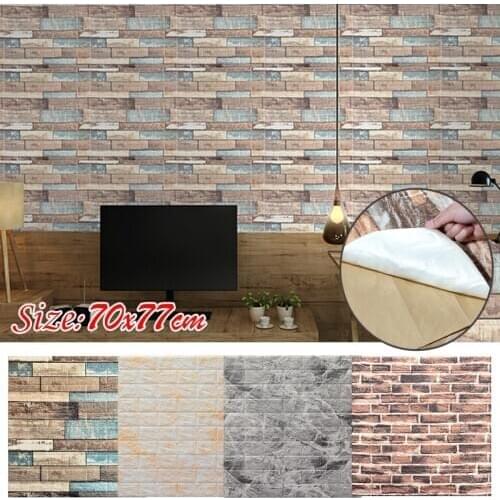 Retro 3D three-dimensional Wall Stickers Bar Living Room Background Brick Pattern Wallpaper DIY Self-adhesive Waterproof Sticker