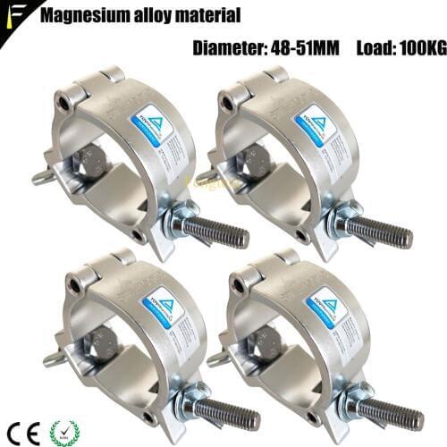 4PCS TUV Approved Truss Coupler Moving Head Light Clamp Lock Stage LED Par Flood Light Clamps Hook Load 100kg 51mm Diameter