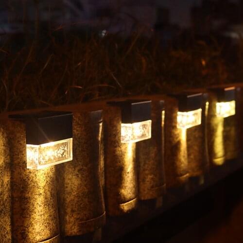 4pcs Colorful Path Stair LED Solar Lights IP65 Waterproof Outdoor Garden Yard Fence Wall Lawn Landscape Lamp Staircase Night Lig