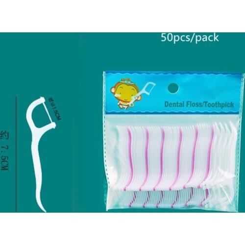 50 Pcs/Pack Disposable Dental Flosser Interdental Brush Teeth Stick Toothpicks Floss Pick Oral Gum Teeth Cleaning Care