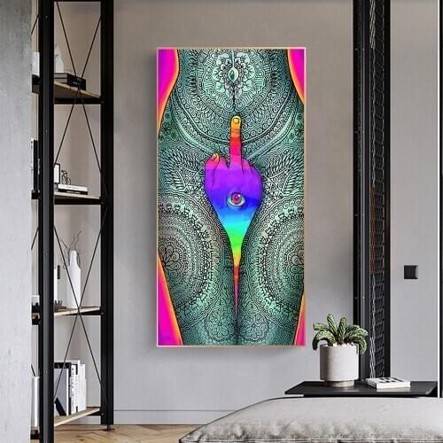 Abstract Colorful Girl Body Canvas Paintings On The Wall Art Posters And Prints Graffiti Art Pictures Cuadros Home Decoration