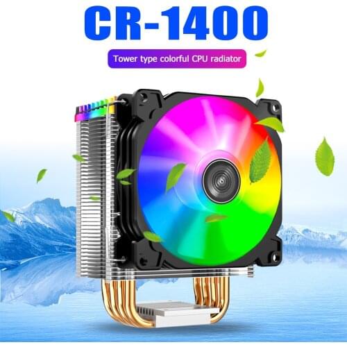 ALLOYSEED CR1400 PWM 4Pin 12V PC LED Fan Cooling RGB 4 Heat-pipes CPU Cooler Computer Radiator for Intel 1151/1155/AM3/AM4