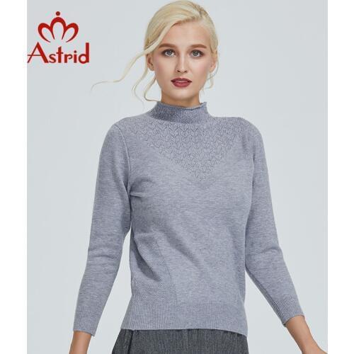 Astrid 2019 Autumn new arrival sweater women high quality thin cotton top brown popular elegant crop sweater for ladies MS-013