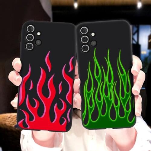 Funda For Samsung A32 Case For Samsung Galaxy A51 A71 A52 A72 A20s A11 A12 A22 A31 A41 A50 A82 5G Red Flame Fire Silicone Cover