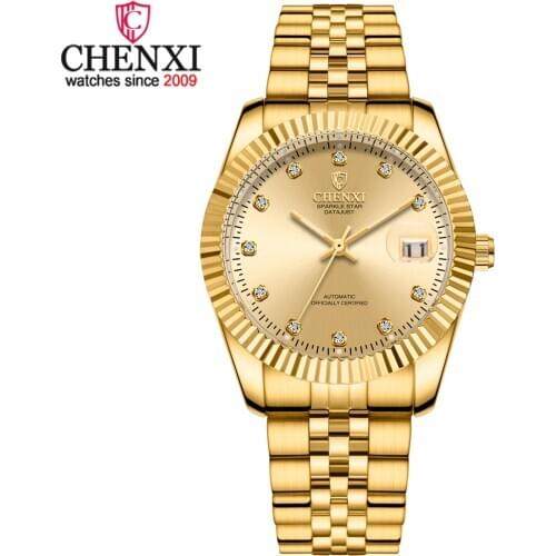 CHENXI Business Mechanical Golden Wristwatch Luxury Stainless Steel Automatic Waterproof Watches Mens Reloj Hombre