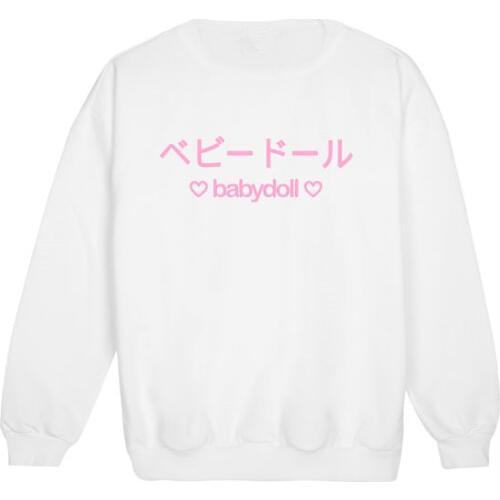 Baby doll harajuku sweatshirt funny fun tumblr hipster swag grunge kale goth punk pastel pink top tee japanese kawaii Women tops