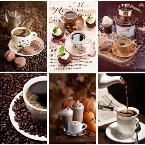 Huacan Diamond Embroidery Sale Coffee Full Display Diamond Mosaic Landscape Diamond Painting Square Rhinestones Art Home Decor