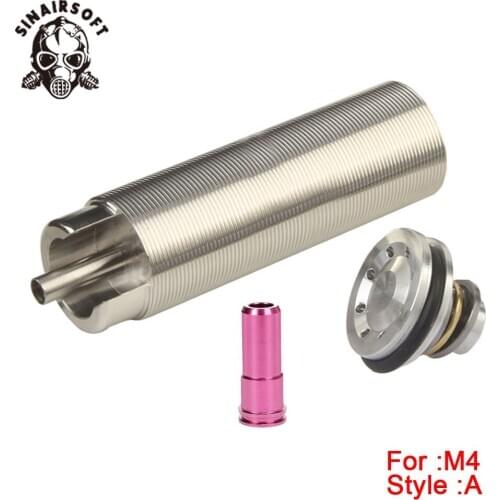 Tune Up Kit Stainless Steel CNC Milled One-piece Solid Cylinder Built-in Cylinder Head Piston Head Nozzle Airsoft Paintball