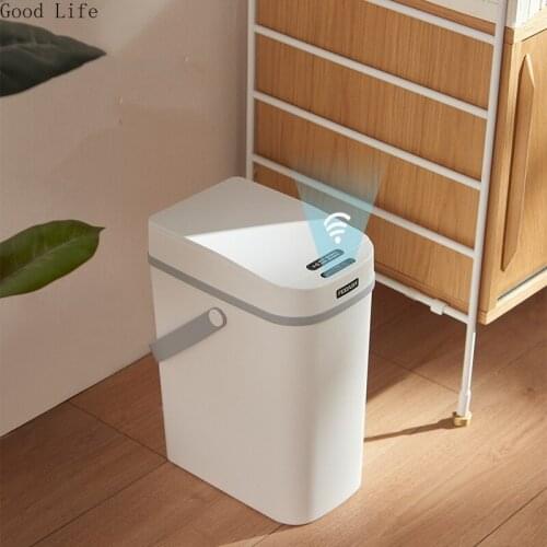 10L Portable Smart Sensor Trash Can Automatic Sensor Trash Bins Household Bathroom Toilet Waterproof Narrow Seam Trash Cans