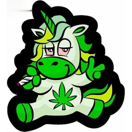 Lovely Car Stickers Decor Motorcycle Decals for WEED UNICORN Decorative Accessories Creative Sunscreen WaterproofPVC13cm*12cm
