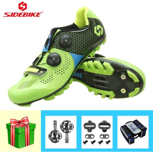 Mountain bike shoes carbon fiber sole cycling sneakers add SPD pedals Ultra-light breathable self-locking triatlon bike footwear