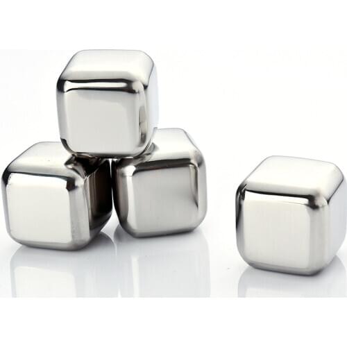 200Pcs/lot Stainless Steel Ice Cubes, Reusable Chilling Stones for Whiskey Wine, Keep Your Drink Cold Longer