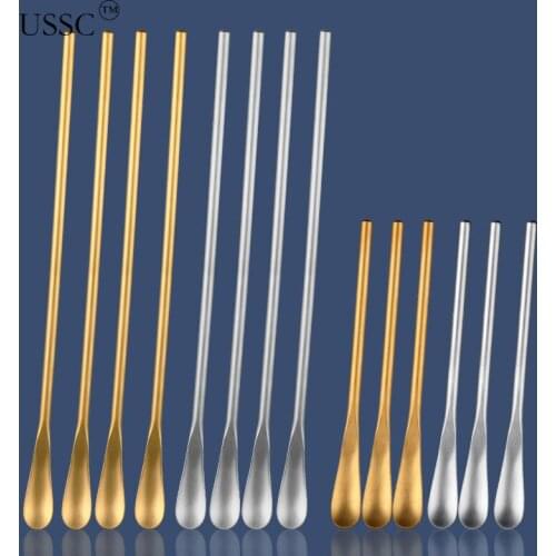 USSC Stainless Steel Stirring Spoon 304 Coffee Small Spoon Long Handle Honey Dessert Ice Spoon Stirring Stick Wine Mixing HZ010