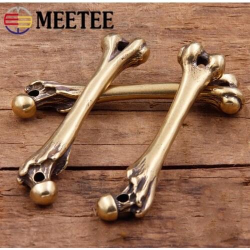 Meetee Creative Bone Key Chain Brass Pendant Ring Buckles for Men Women Punk Crafts Decor Gift Paracord Holder Accessories BF048