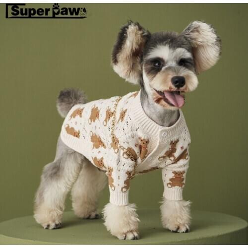 Fashion Pet Dog Bear Sweater Clothes Winter Warm Puppy Hoodie for Small Medium Dogs Schnauzer Yorkie Teddy Pug Jacket Coat YHC48