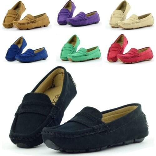 Children Boys Girls Loafers Kids Shoes Flat Suede Leather Slip-on Soft Bottom Boat Shoe Baby Driver Shoes Moccasin For Toddler