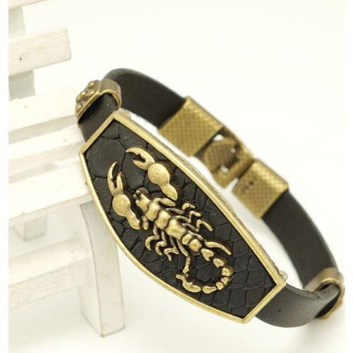 European And American Fashion Zinc Alloy Raccoon Leather Bracelet For Men Simple leather bracelet