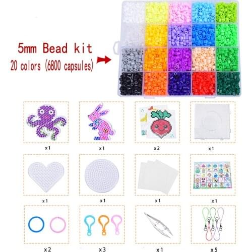 Bead Set 5 Mm 6800 Hama Beads Full Set with Nail Plate 3D Puzzle DIY Toy Childrens Creative Handmade Craft Toy Gift