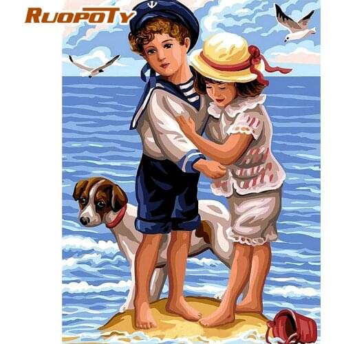 RUOPOTY Frame Picture Diy Painting By Numbers Girls Boys Modern Wall Art Canvas Painting Home Decors Coloring Arts Diy Gift