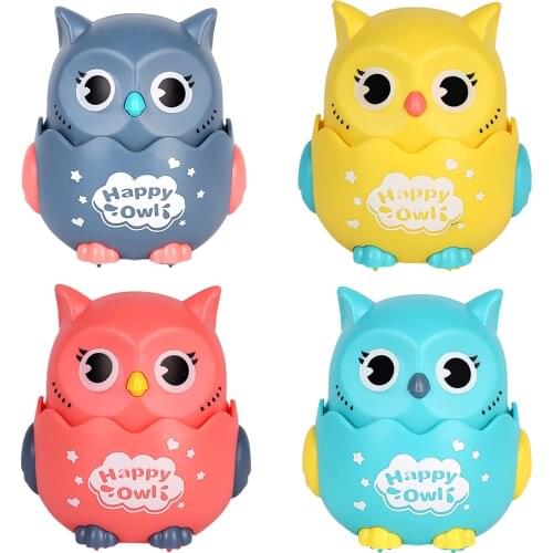 New Cute Cartoon Baby Rattle Toys Press And Go Owl Toy Educational Inertial Owl With Rotating Head Inertial Slide Toy Kids Gift