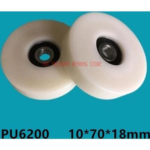 Plastic bearing wheel roller pulley 10*70*18mm 6200 plastic nylon pulley with bearing Polyurethane for flat Flat roller wheel