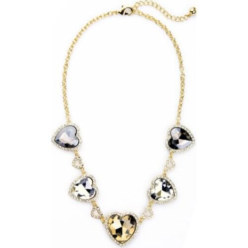 Bulk Price New Arrival Clear Heart Maxi Necklace Jewelry Pendants Glass Made Zinc Alloy Lovely Friendship Necklaces New Hot