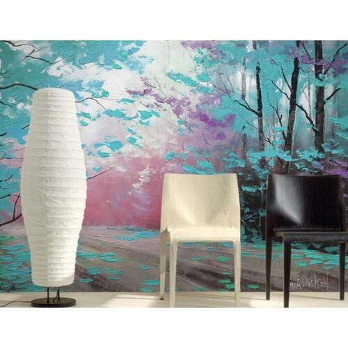 Custom 3d aesthetic colors trees paintings papel de parede,hotel restaurant living room sofa TV wall bedroom murals wallpaper