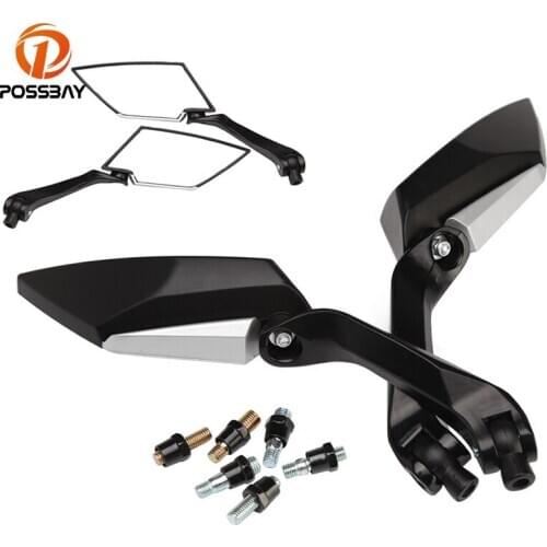 POSSBAY 1 Pair Motorcycle Rear View Side Mirror Motorbike Accessories for 8mm Or 10mm Screws Motocross Scooter Bar End Mirror