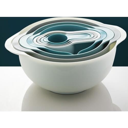 Plastic Mixing Bowls Set Of 8 BPA Free Measuring Spoons Cups Colander Flour Sieve Sifter Filter Cake Bread Kitchen Baking Tools