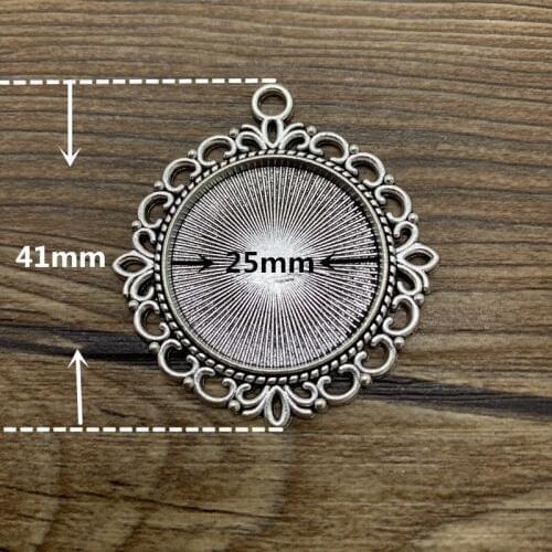 2pcs 25mm Glass Cabochon Alloy Material Cameo Base Setting Jewelry Findings Pendant Bracelet Jewelry Making #2122