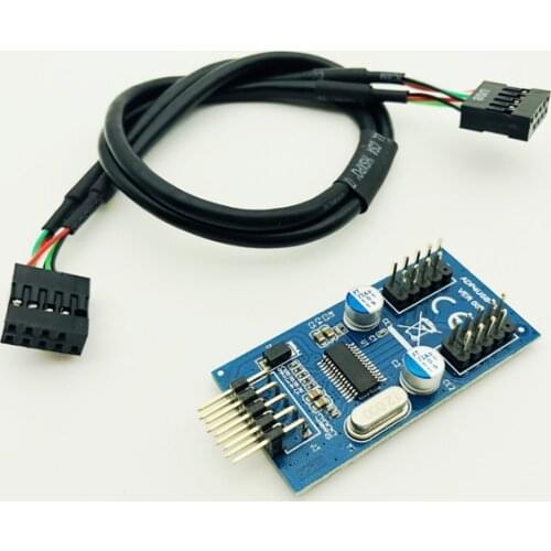 Motherboard USB 9Pin Multiplier Splitter 1 to 2 Extension Cable USB Adapter Card HUB 9 pin Connector Port Multiplier for Desktop